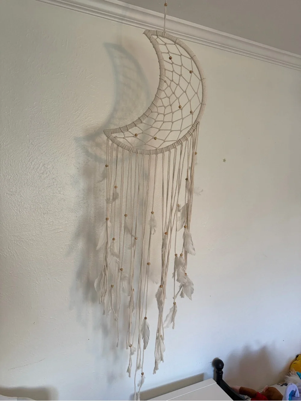 Large Cream Macrame Crescent Moon Dreamcatcher